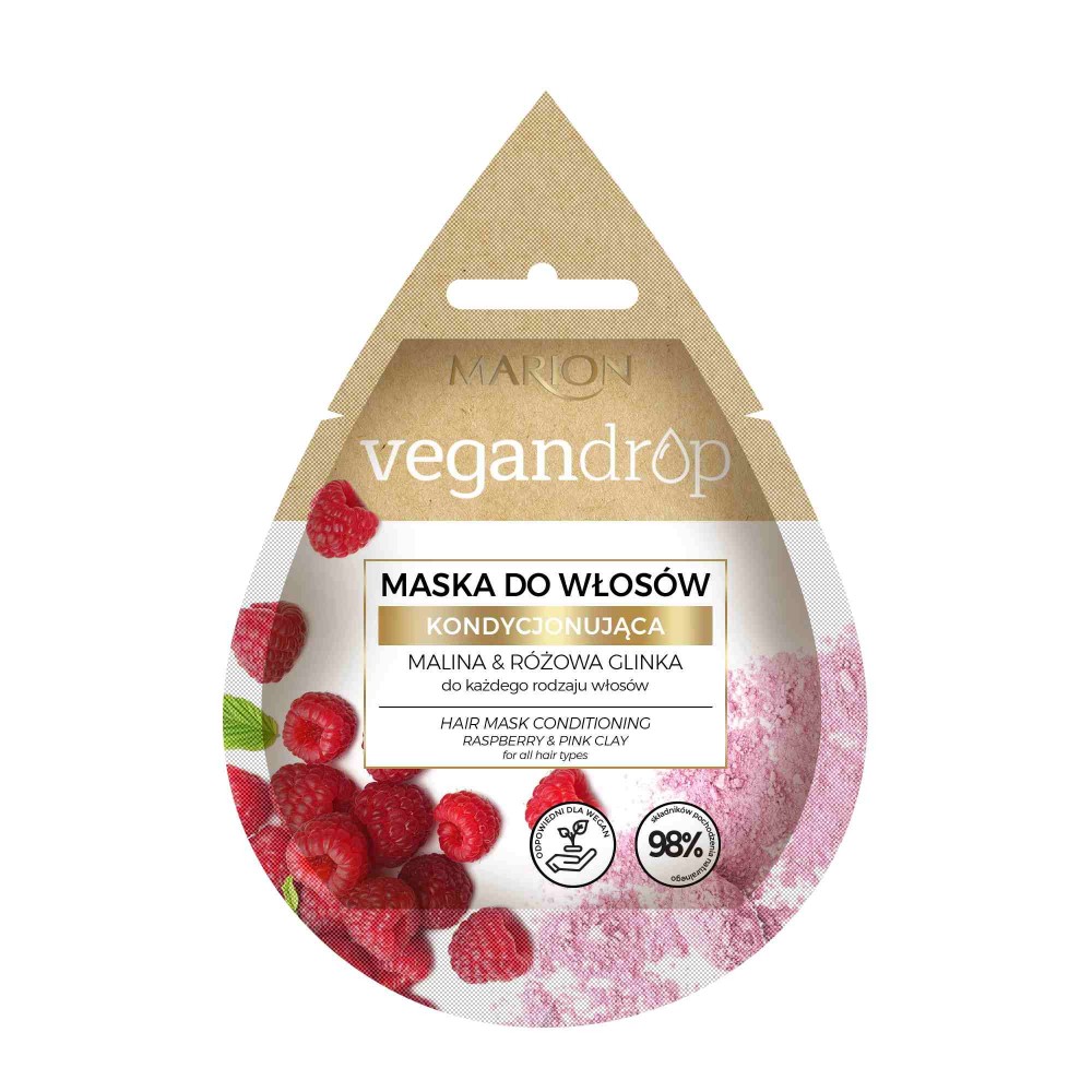 MARION Vegandrop Маска для волосся з малиною та рожевою глиною Кондиціонуюча, 20 г