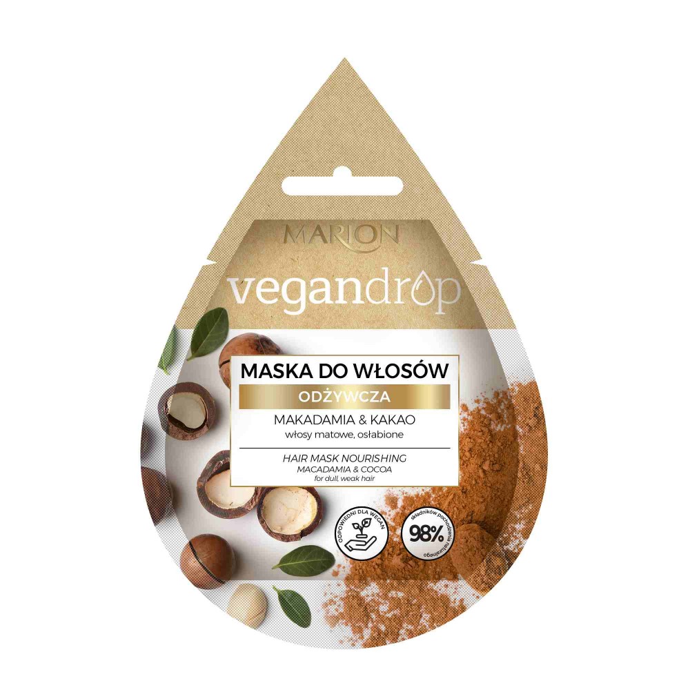 MARION Vegandrop Маска для волосся з олією макадамії та маслом какао Поживна, 20 г