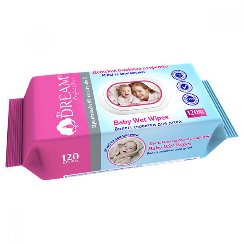 Air Dream Вологі серветки для дітей 120шт фліптеп