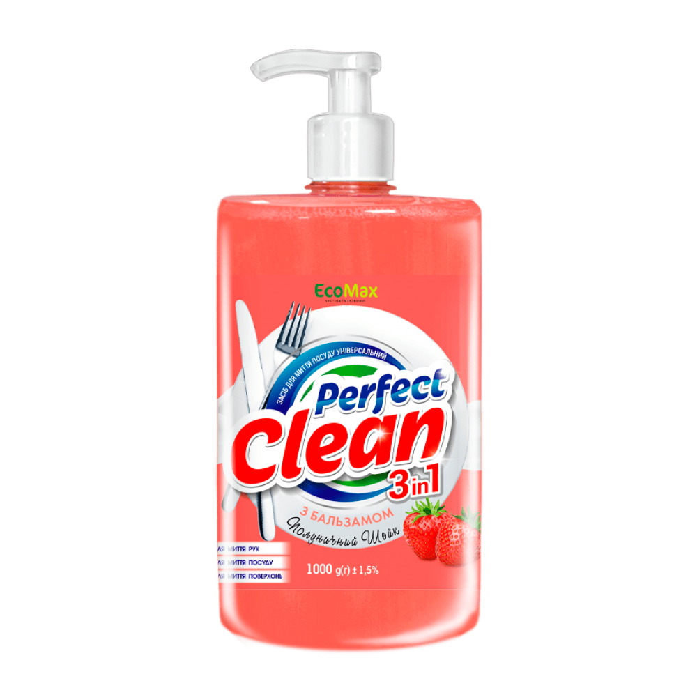 Селан Універсальний засіб з бальзамом 3 в1 Полуничний шейк Perfect Clean 1000 мл.