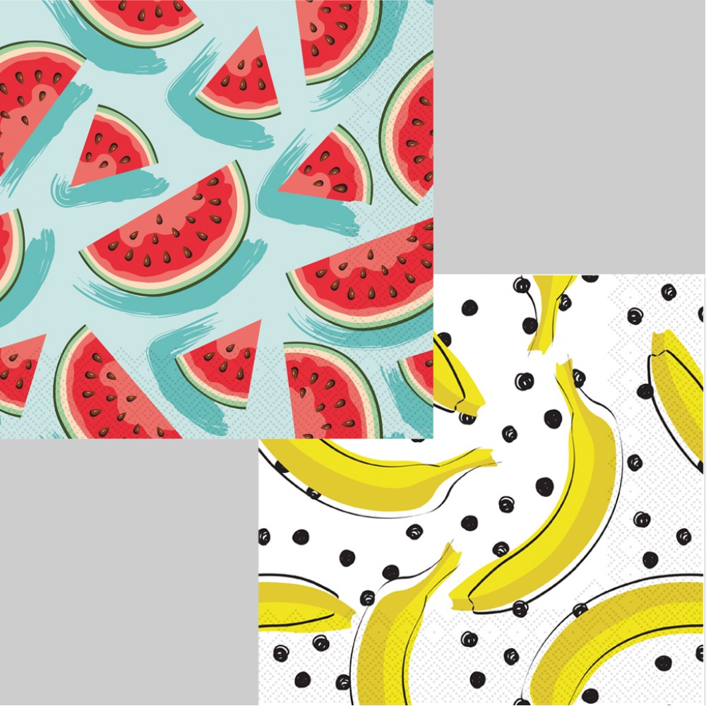 Silken Серветки паперові  "ФРУКТОВИЙ МІКС" 33*33 3 шар 18шт у пачці