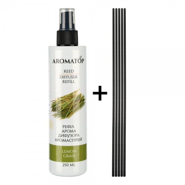 AROMATOP Рефіл для аромадифузору Лемонграс 250 мл + палочки