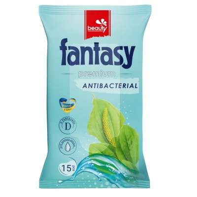 FANTASY Premium Вологі серветки з екстрактом подорожника та Д-пантенолом 15 шт