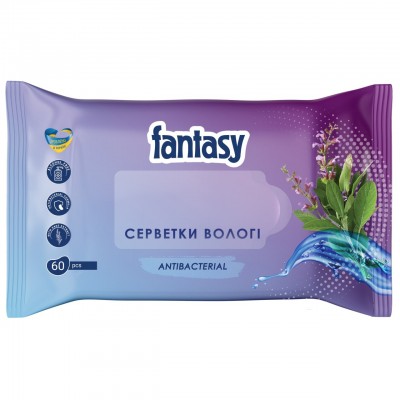 FANTASY Вологі серветки антибактеріальні 60 шт