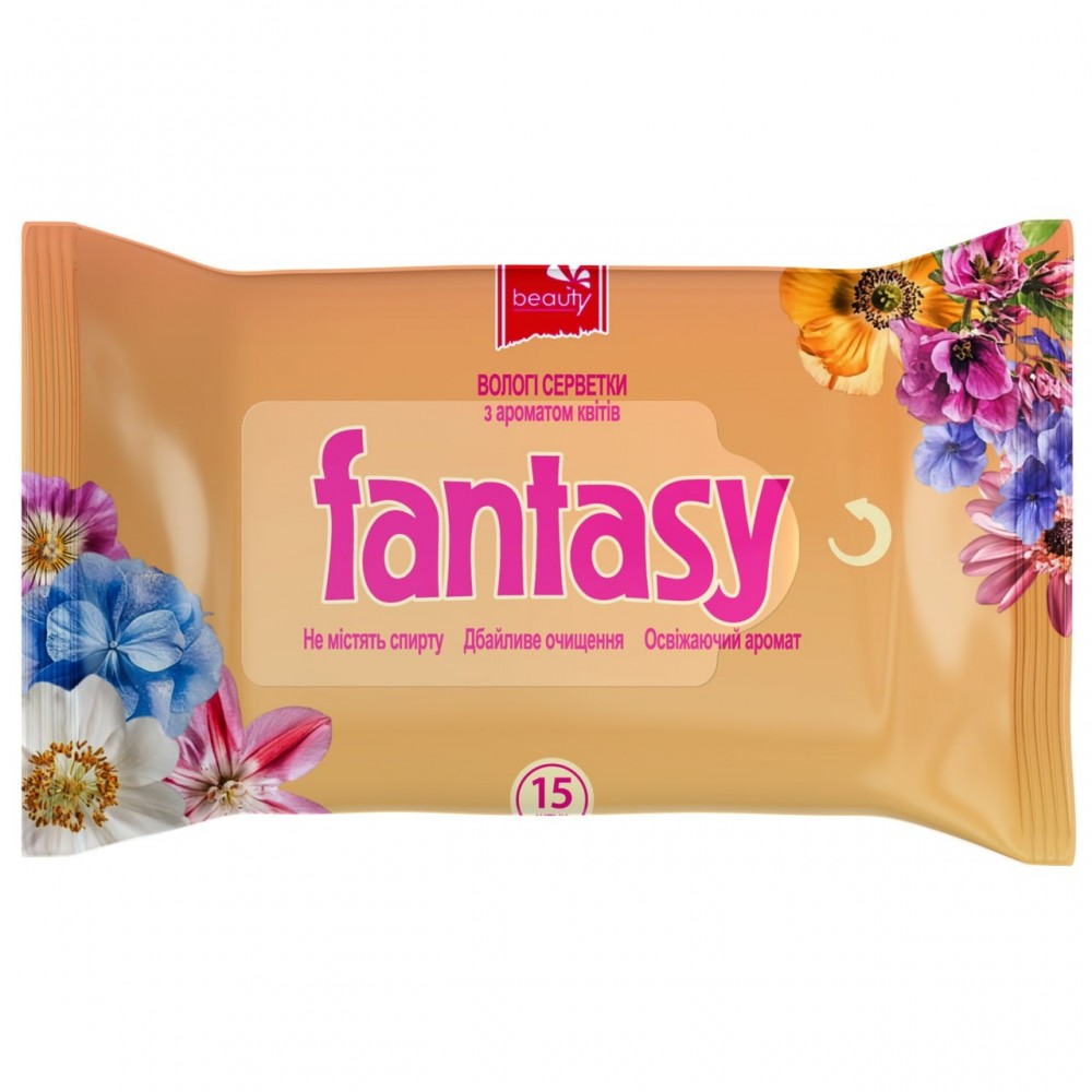 FANTASY Вологі серветки з ароматом квiткової свiжостi 15 шт