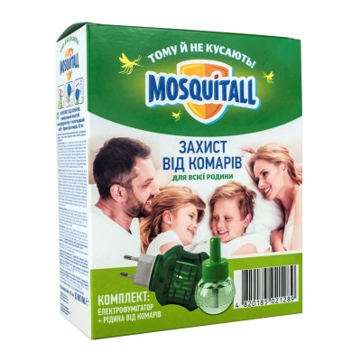 MOSQUITALL Електрофумігатор + рідина від комарів Захист для всієї род. 30 мл (45 ночей)