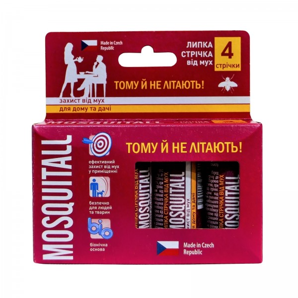 MOSQUITALL Липка стрічка Захист від мух. Для дому та дачі 4 шт