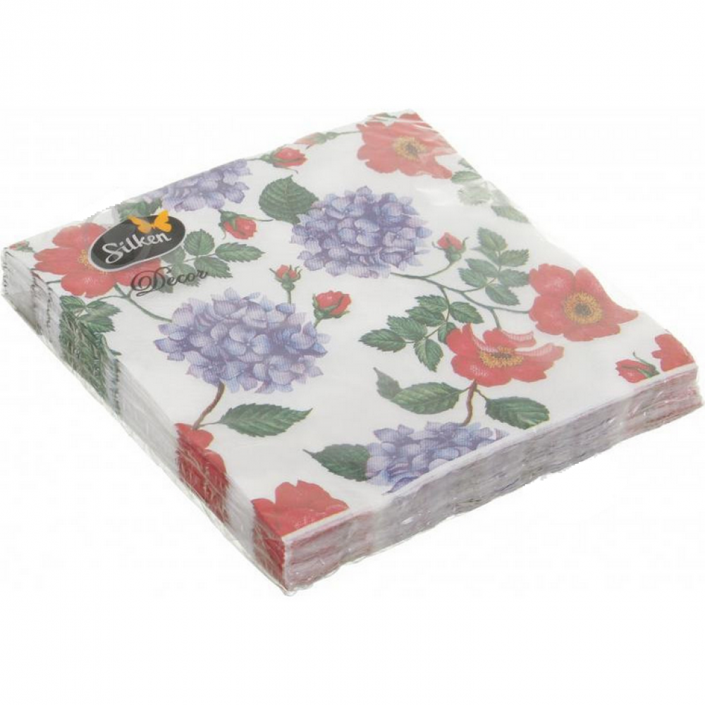 Silken Серветки паперові "Гортензія з шипшиною" 33*33 2шар 16 шт у пачці