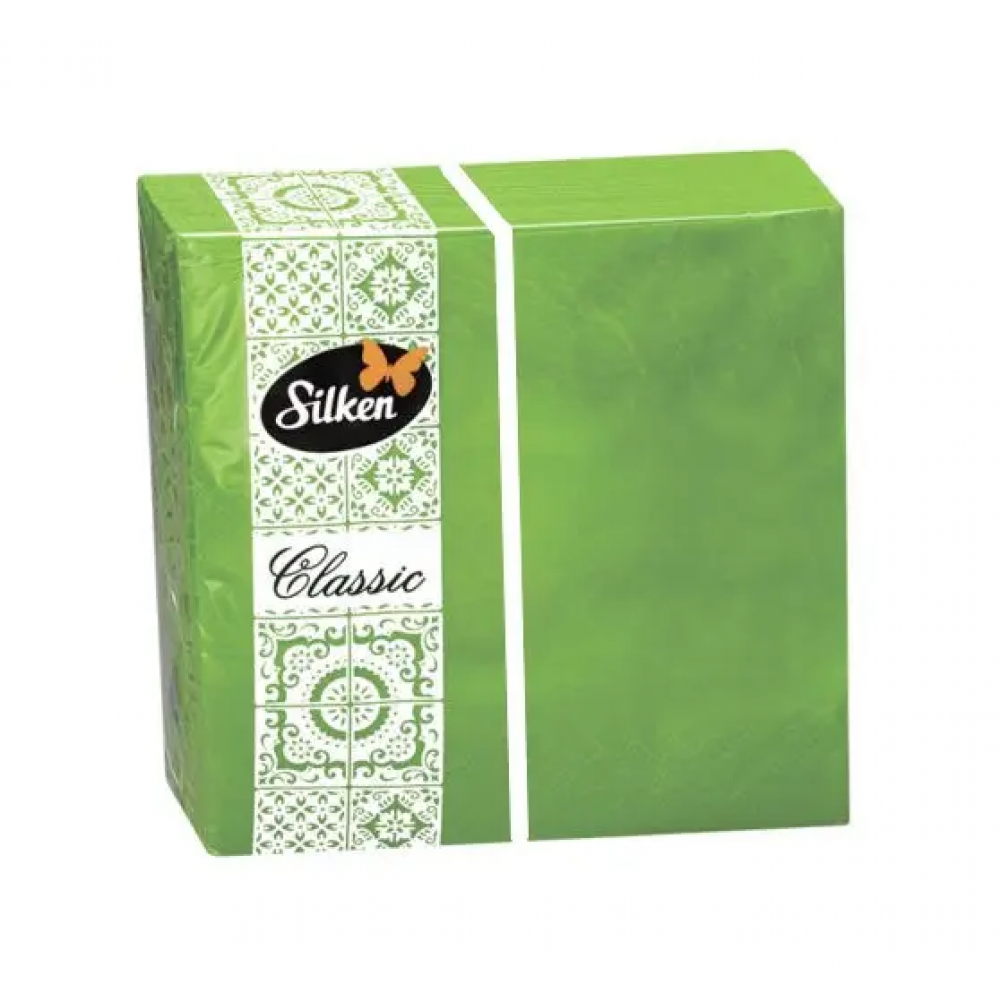 Silken Серветки паперові "САЛАТОВІ" 33*33 2шар 50шт у пачці