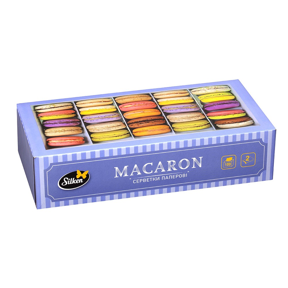 Silken Серветки паперові у коробці "MACARON" 2шар 100 шт у пачці