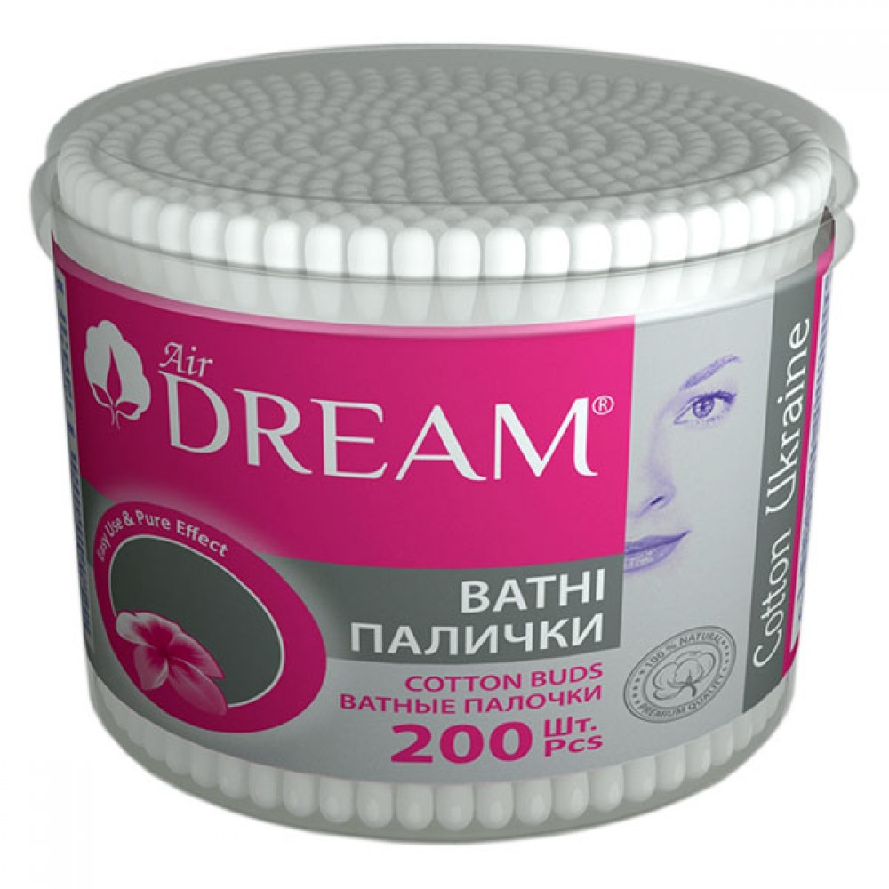 Air Dream Ватні  палички   кр. пластикова банка 200 шт (32 шт/ящ)