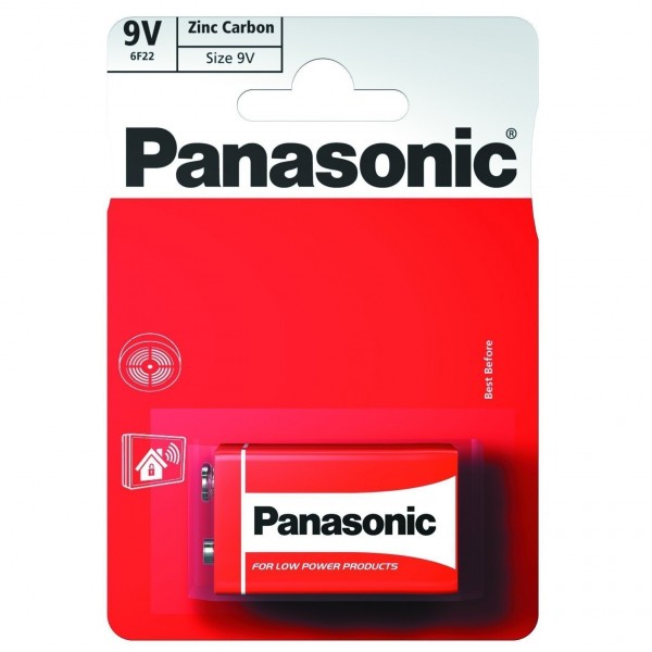 PANASONIC Zinc Carbon Батарейка 6F22 крона 1шт (блістер)