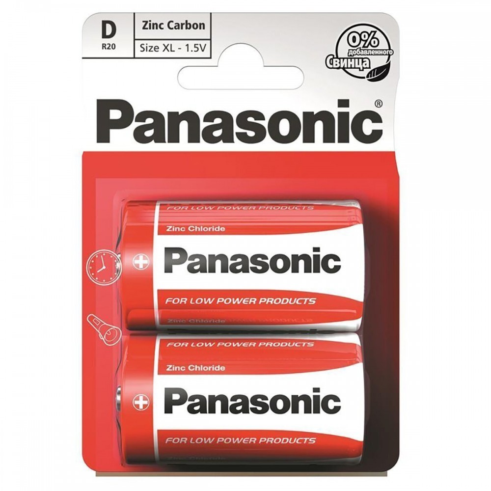PANASONIC Zinc Carbon Батарейка R20 D 2 шт (блістер)