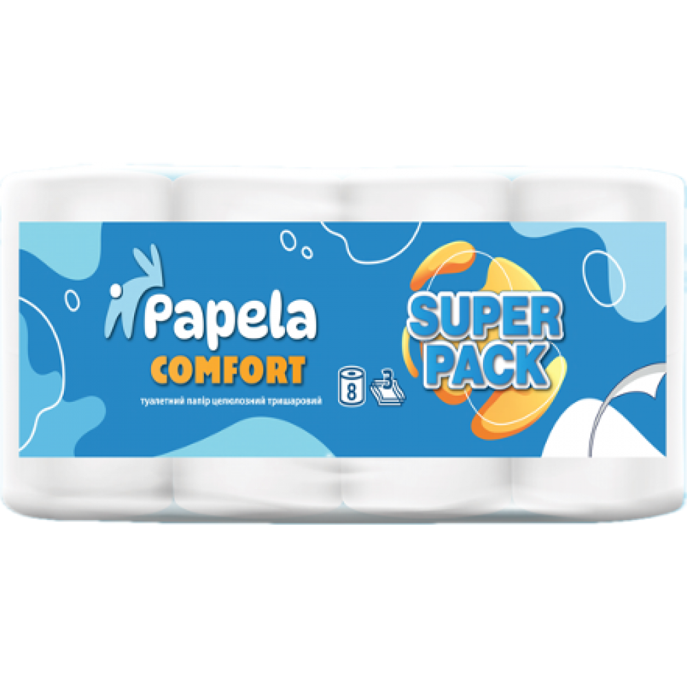 Papela Туалетний папір Comfort SUPER PACK тришаровий 8 шт