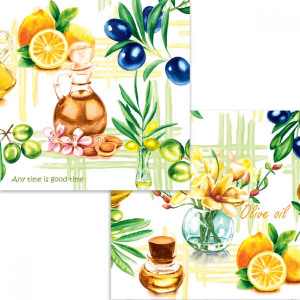 Silken Серветки паперові  "ОЛИВКИ З РАМКОЮ" 33*33 3 шар 18шт у пачці